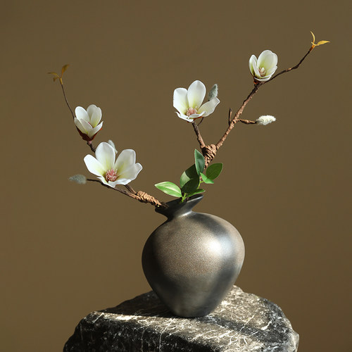 日式禅意玉兰花仿真花玄关装饰品