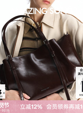 Amazing Song乙颂甜甜圈托特包2026新款牛皮包大容量单肩斜挎包女