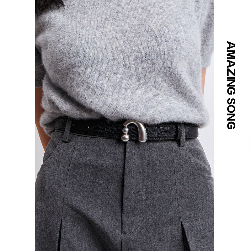 【惊喜新势力周】Amazing song乙颂新款头层牛皮钉扣腰带