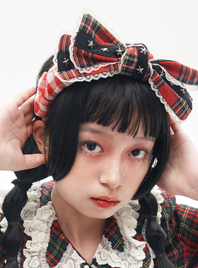 MEME原创 昭和复古蝴蝶结发箍 古早Lolita小众设计甜美发卡头饰