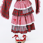 MEME原创蛋糕裙日系昭和复古改良和服裙子 可爱红格子小众半身裙