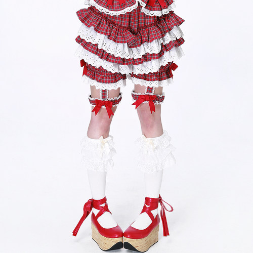 原创红格子南瓜裤Lolita可爱短裤