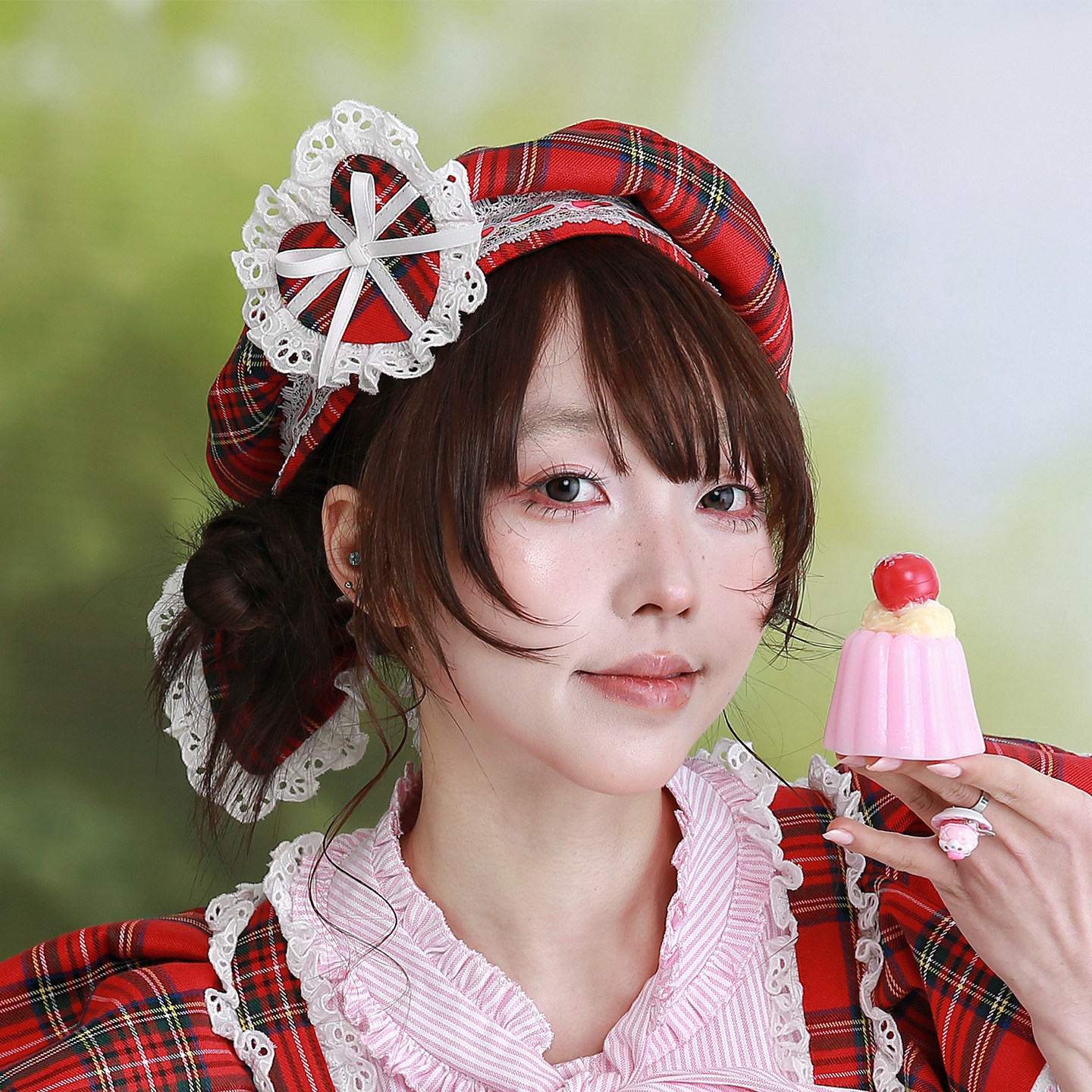 MEME原创日系昭和复古红色可爱头饰帽子日杂古早Lolita少女贝雷帽