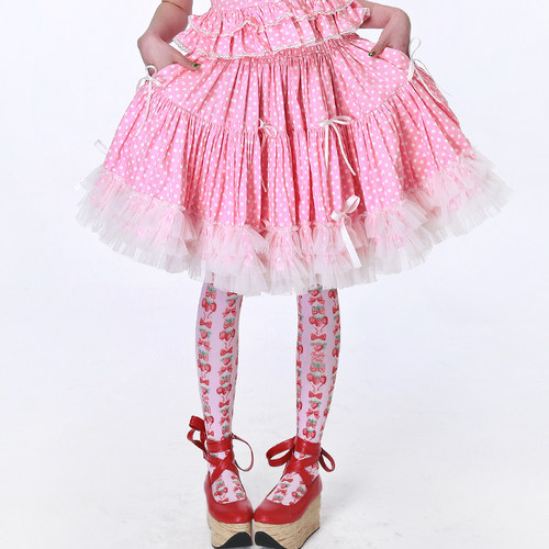 原创甜美lolita古早感波点半身裙