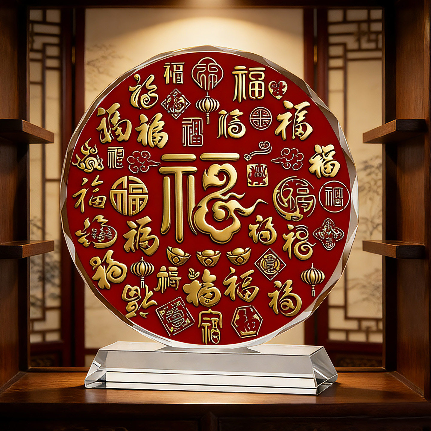 2026百福图水晶摆件高档创意桌面装饰客厅乔迁礼物桌面摆件,家居饰品,桌面摆件,淘宝优惠券,粉丝福利购,淘宝优惠卷