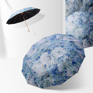 caberryne复古12骨油画风晴雨伞两用女遮阳防晒防紫外线太阳伞女