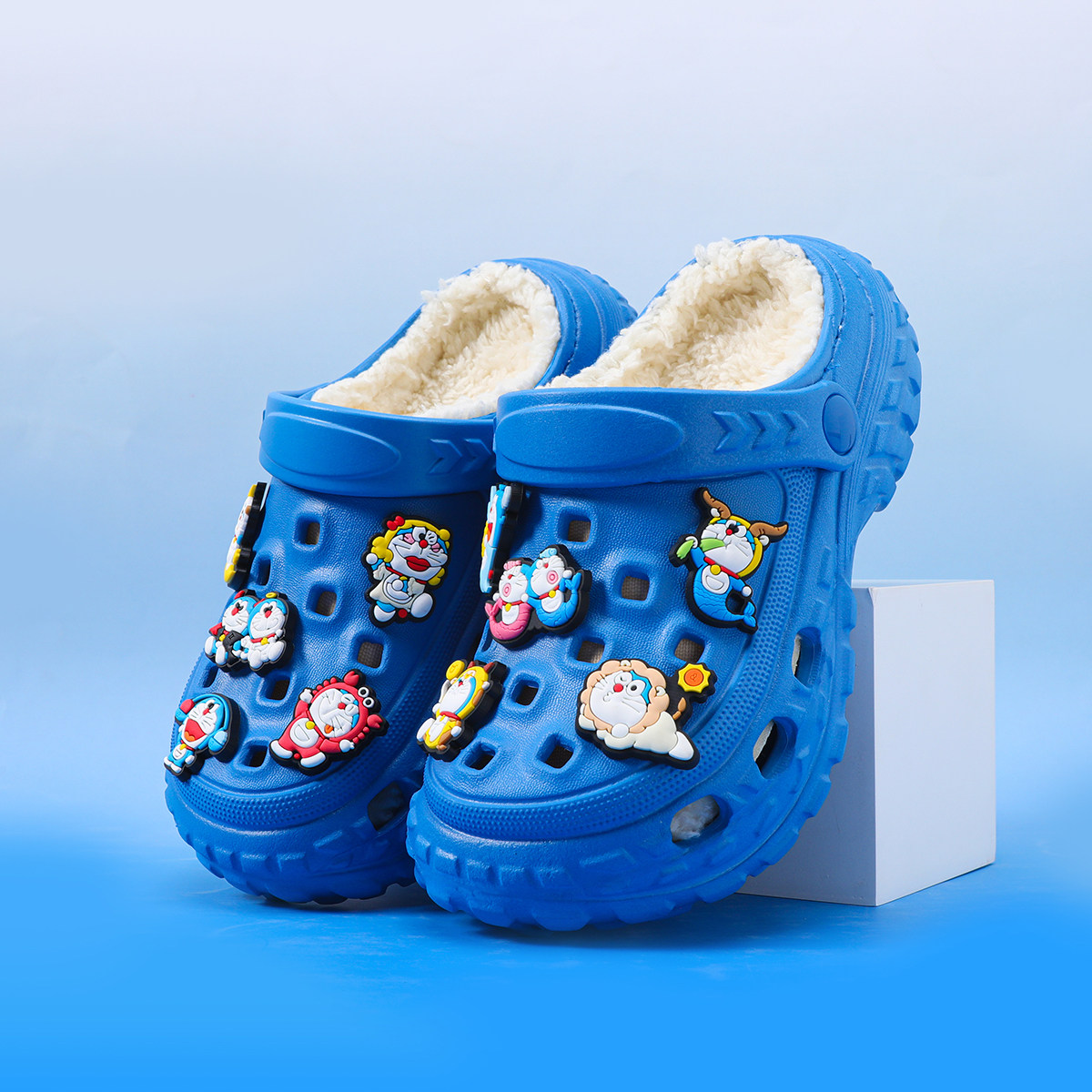 哆啦A梦男童棉拖鞋秋冬季新款卡通可爱宝宝外穿保暖室内静音防滑