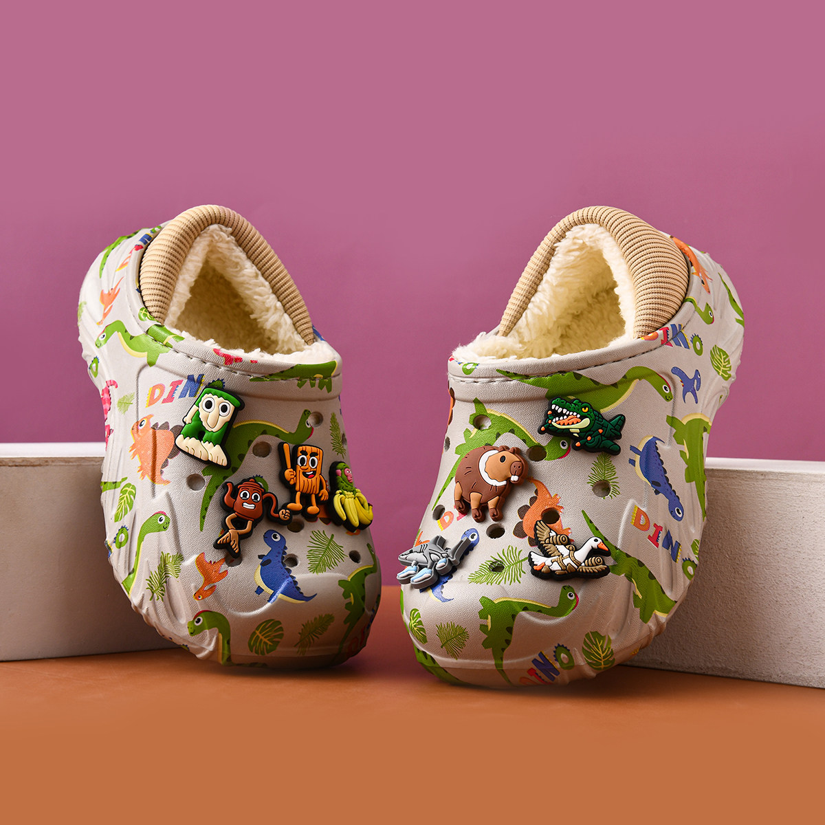 山海经儿童棉拖鞋冬季新款加绒加厚男童室内家居保暖防滑软底棉鞋