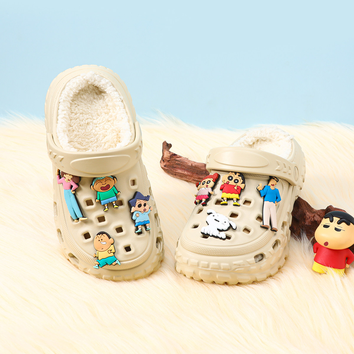 蜡笔小新儿童棉拖鞋男童秋冬宝宝家居室内防滑防撞耐脏男孩毛棉鞋