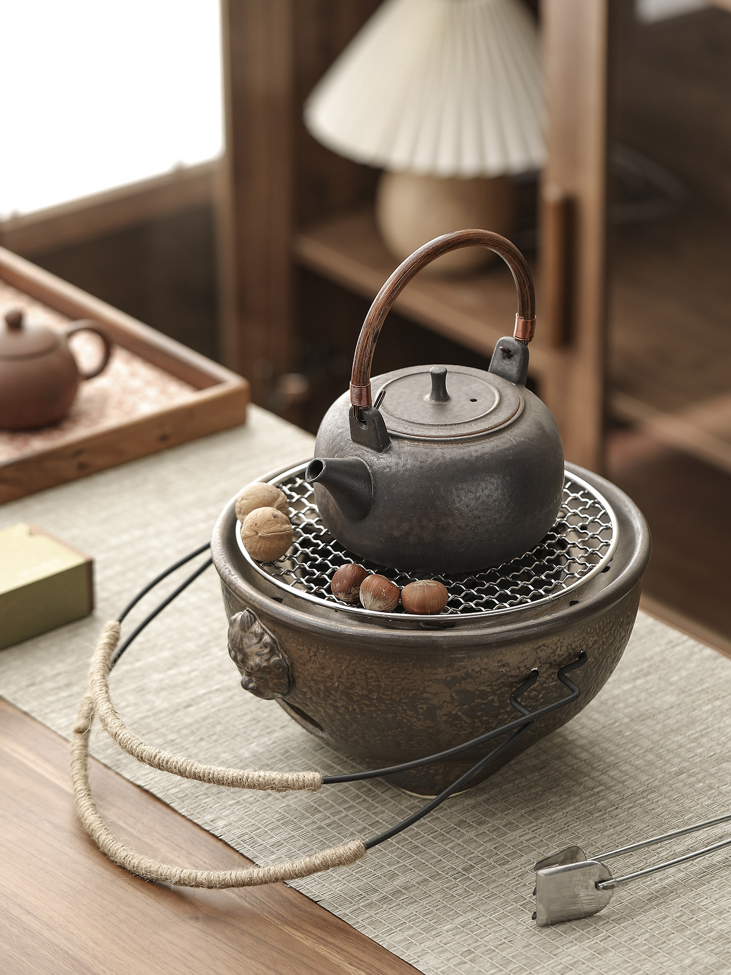 粗陶围炉煮茶壶家用小型户外烧烤明火炭烤罐罐煮茶壶提梁壶套装