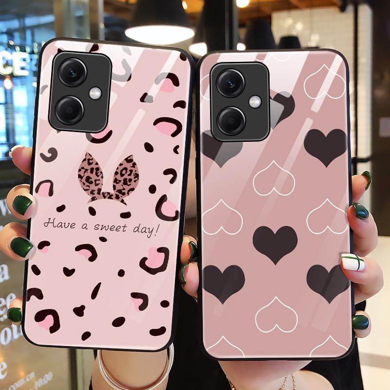 适用红米note12Rpro手机壳玻璃小米noto12r保护pro硅胶套5G全包redmi防摔蝴蝶结note软壳rpor女nont男n12创意