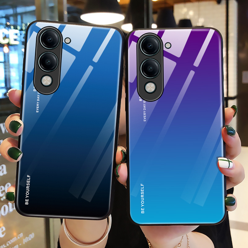 适用vivoy37c手机壳极光玻璃