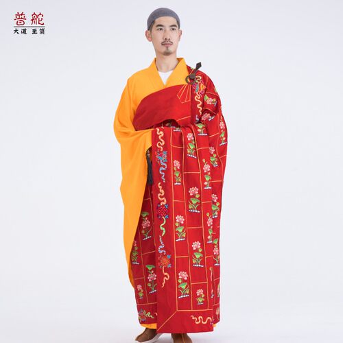 新款[弘通 专注品质] 千花衣袈裟 红色八吉祥 僧衣法衣僧服男袍和