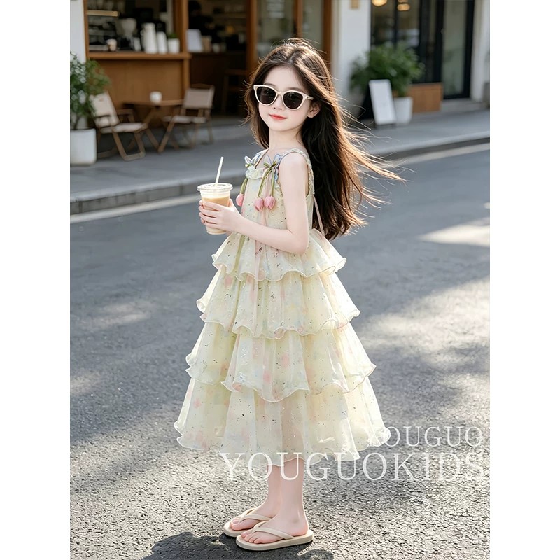 女童连衣裙夏装2026新款洋气儿童吊带裙夏季蛋糕裙女大童公主裙子