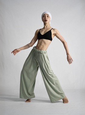 DANCE纯棉针织舒适原创品牌慵懒风现代舞宽松练功裤湖影酒红男女