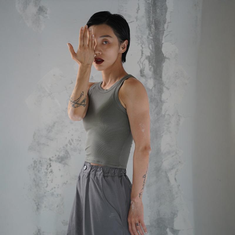 收腰上衣吊带背心挖肩跳舞背心