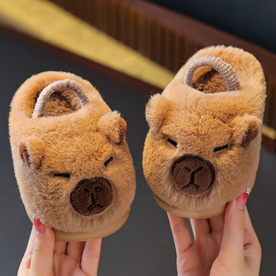 宝宝棉拖鞋卡皮巴拉秋冬季保暖可爱男宝婴幼儿2-3岁4女儿童棉拖鞋