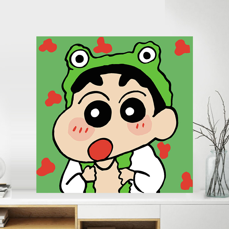 蜡笔小新数字油画diy卡通动漫儿童简单手工手绘丙烯填充油彩画画