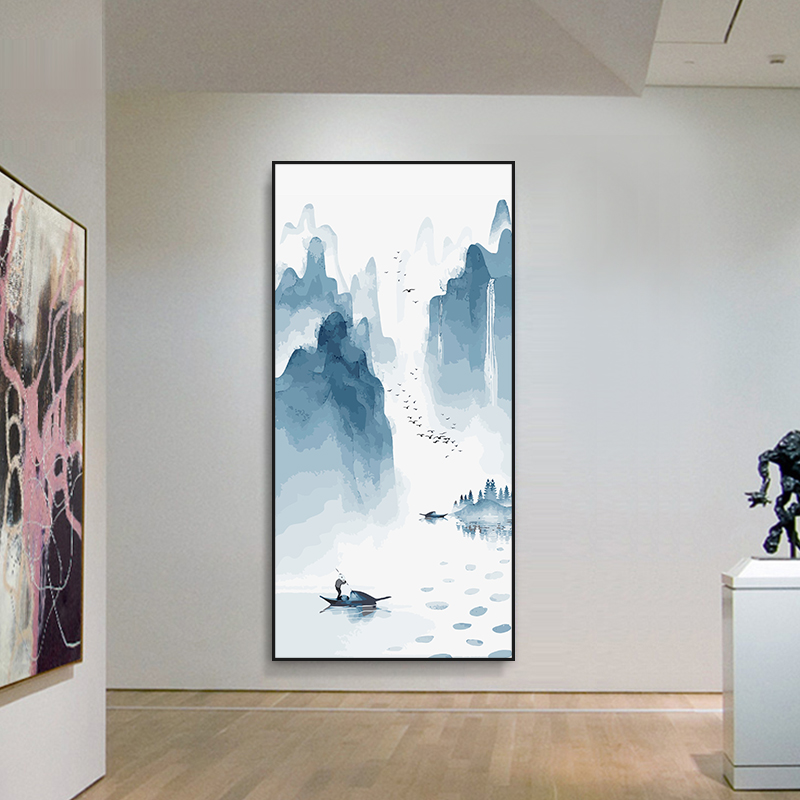 diy数字油画手绘油彩客厅玄关过道山水间风景大幅自己涂装饰画