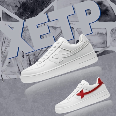 小白鞋特步轻便透气系带男女