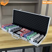 Poker hold chips 500 set Texas poker case Aluminum