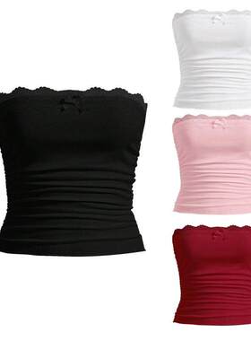2024 womens new wrapped chest pleated vest T-shirt top