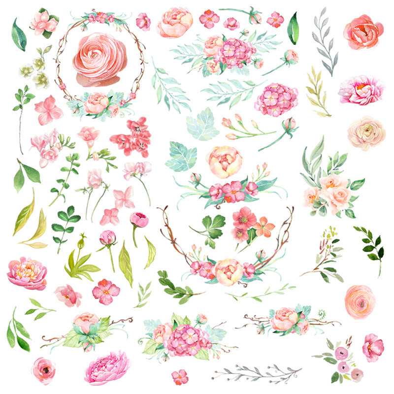 花卉贴纸花朵手帐贴画小清新素材diy装饰和纸日记本春天手抄报贴