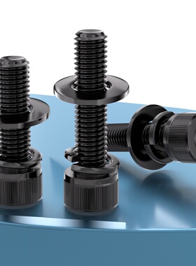 黑色304不锈钢圆柱头内六角三组合螺丝钉弹垫片M2.5M3M4M5M6M8M10