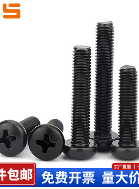 304不锈钢黑色螺丝十字圆头螺钉加长盘头机螺栓M6M8M10*30/60-100