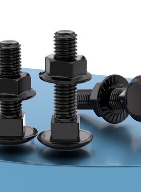 黑色304不锈钢马车螺丝螺母套装半圆头方颈货架螺栓M3M4M5M6M8M10