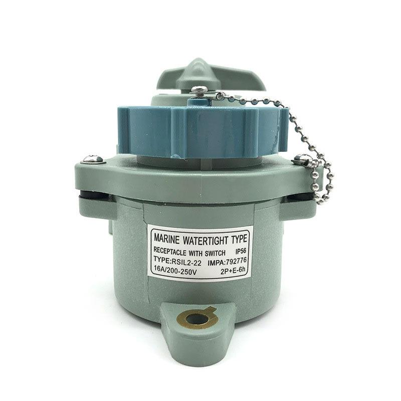 不带锁插座IMPA 792776船用IEC标准双插座RSIL2-22防水蓝色