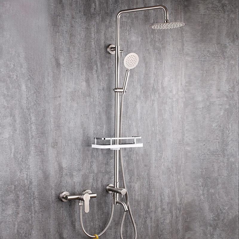 跨境304不锈钢单冷水淋浴花洒套装明装分体式淋浴器龙头家用浴室