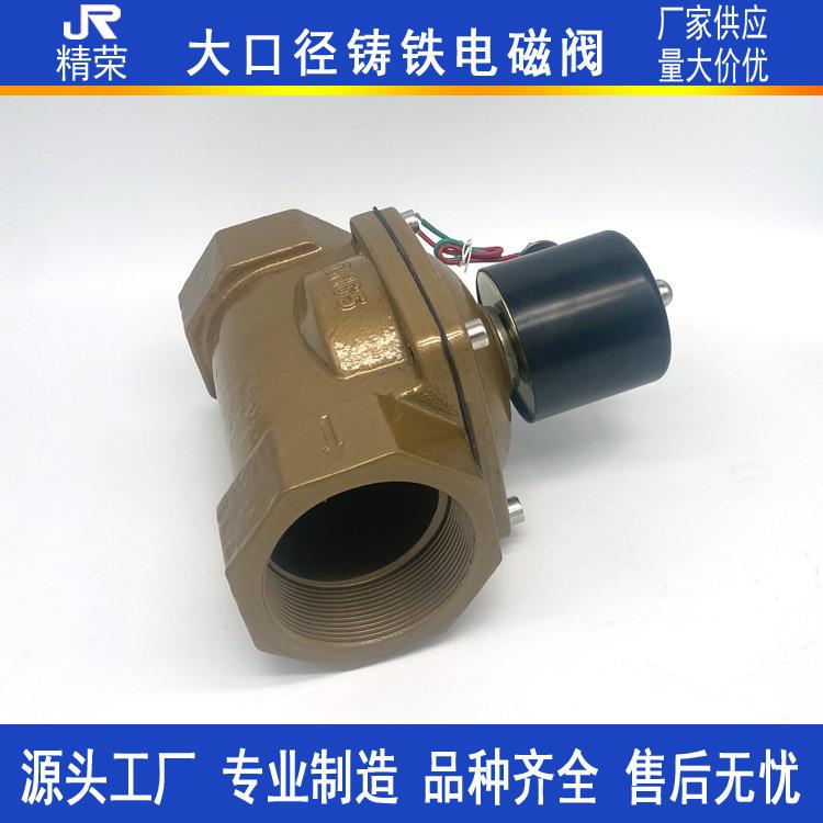 常闭电磁阀2W-65螺纹铸铁阀体气阀DN65DN80DN100大口径水阀AC220V