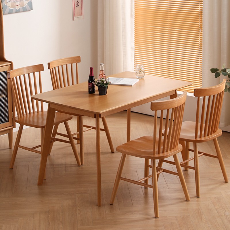 实木餐桌小户型家用长方形饭桌现代简约北欧桌椅组合榉木吃饭桌子