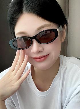 2025新款猫眼太阳眼镜女款黑框茶色镜片覆古高级感开 车夏季防晒