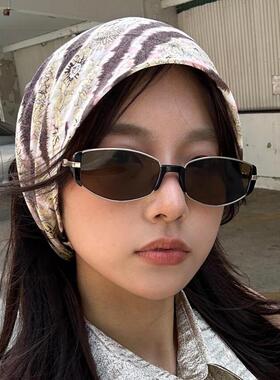 覆古太阳眼镜女款摩登小棕镜2025新款高级感防晒抗UV太阳眼镜窄框