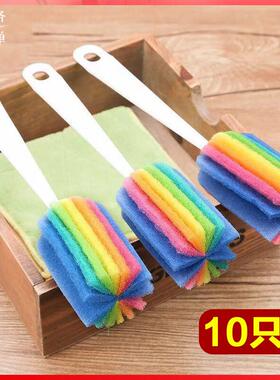 10支百洁布杯刷水杯长柄奶瓶刷神器清洁强力去污洗杯子刷子瓶刷