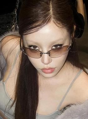 2025新款欧美复古y2k墨镜美式无框渐变千禧风高级感辣妹太阳眼镜