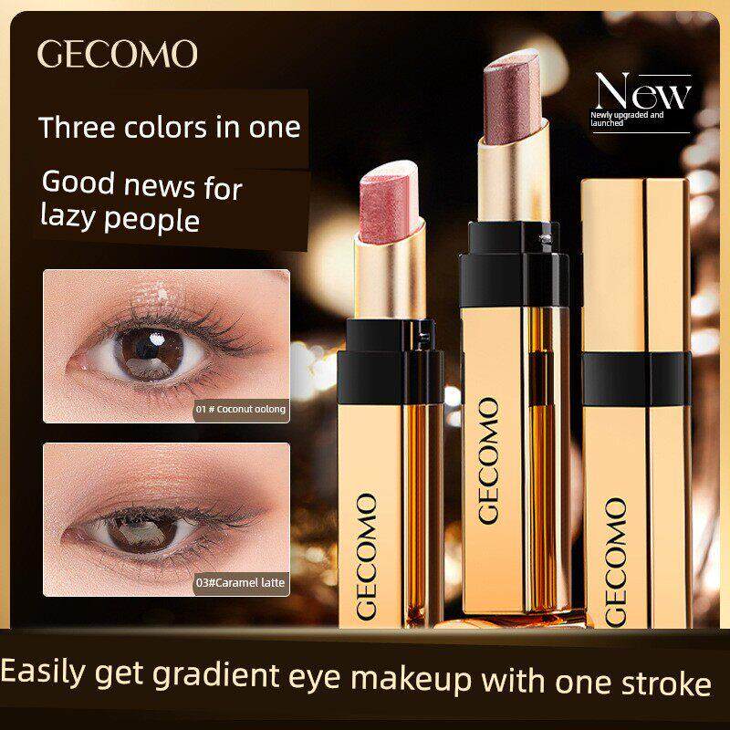 新初学者眼影棒，一触成型，大地色调的懒惰眼影笔，高光泽和提亮