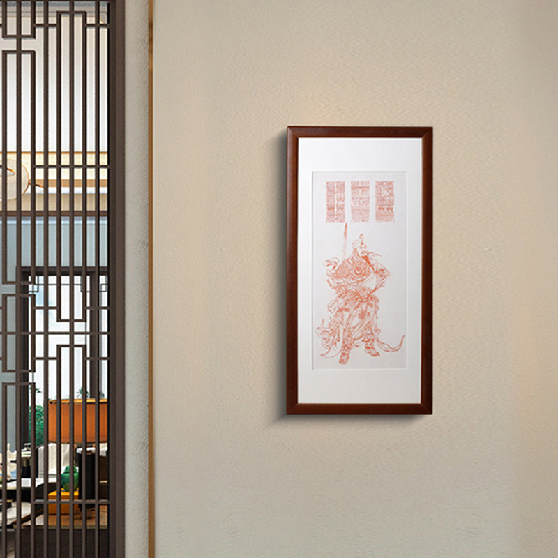 关公画像挂画升财青鸟阁朱砂手绘客厅挂画