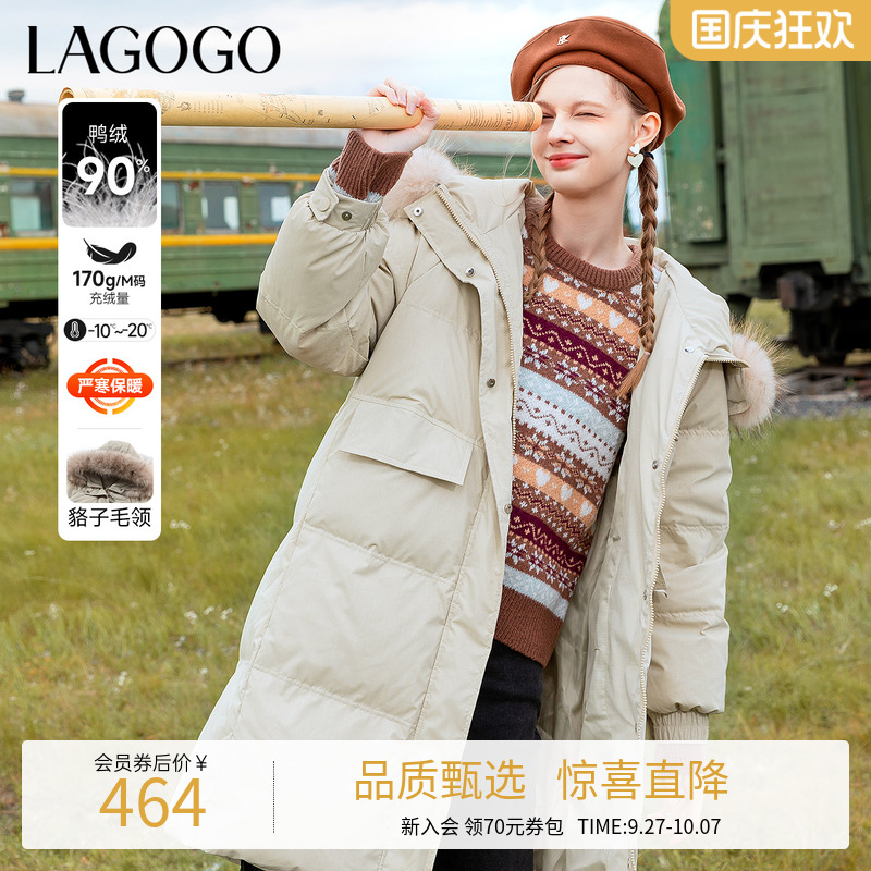 拉谷谷羽绒服lagogo连帽