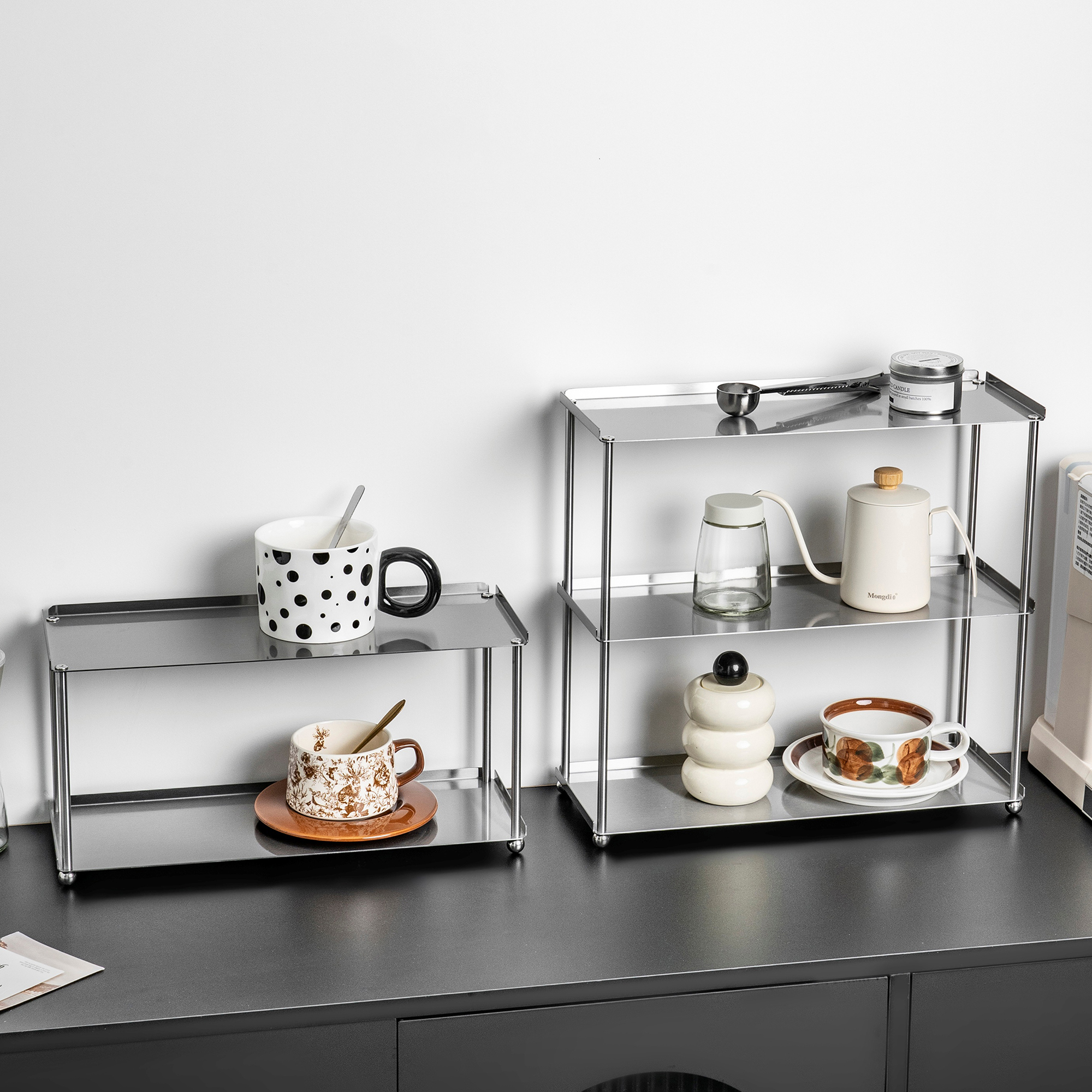 轻奢不锈钢拉丝中古风多层收纳架