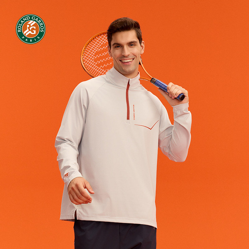 罗兰加洛斯法网运动T恤男款长袖半拉链立领速干透气网球服训练服,运动服/休闲服装,运动卫衣/套头衫,淘宝优惠券,粉丝福利购,淘宝优惠卷