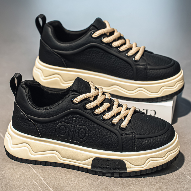 潮牌轻奢男鞋秋冬男士低帮厚底内增高小众鞋学生百搭休闲运动男鞋