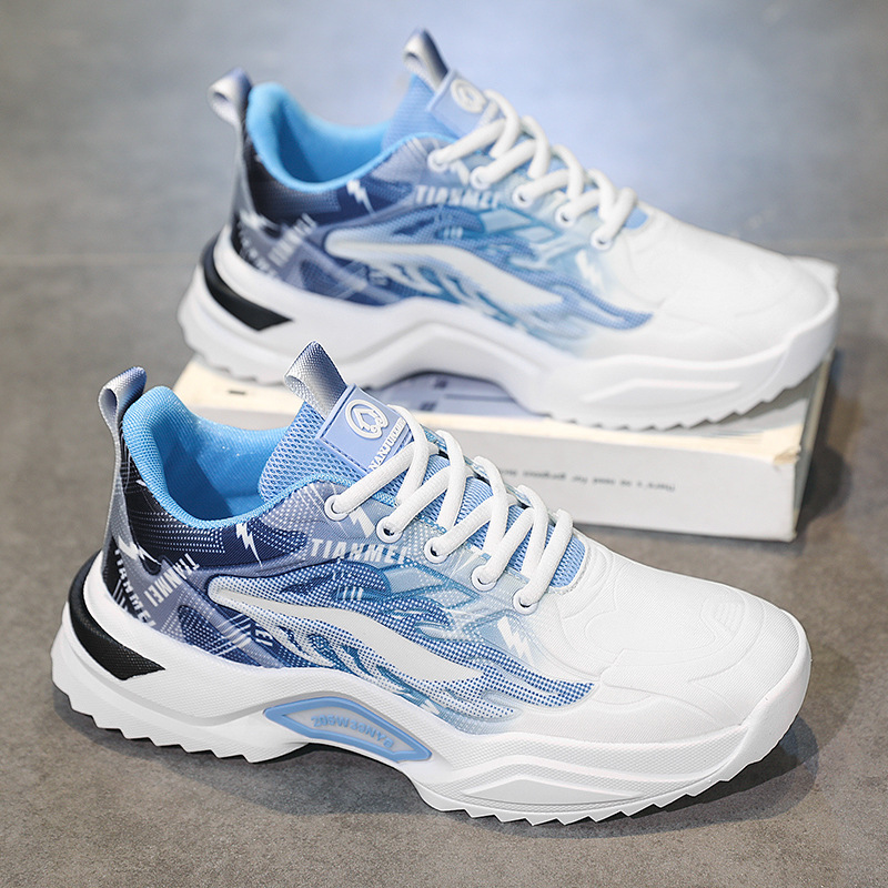 运动男鞋新款夏季透气减震老爹鞋青少年学生网面厚底防滑休闲潮鞋