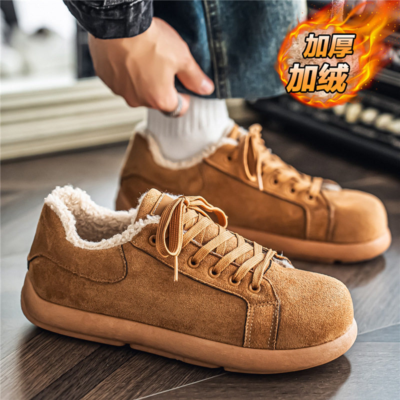 勃肯棉鞋男款冬季新款复古休闲加绒加厚保暖系带棉鞋户外雪地靴男