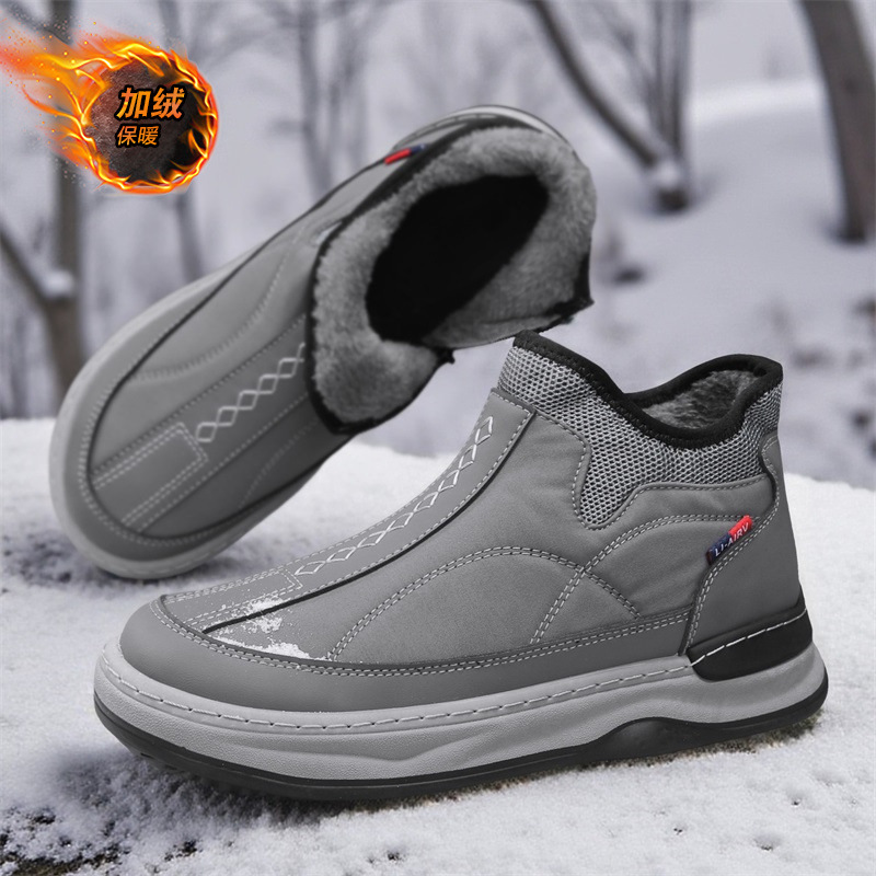 东北雪地靴男冬季高帮加绒加厚保暖棉鞋户外一脚蹬懒人抗寒时装靴
