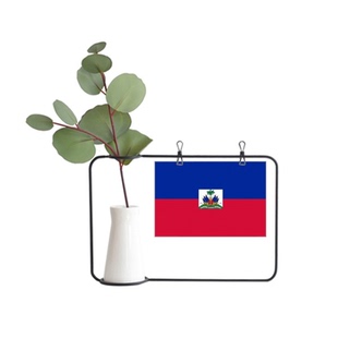 海地国旗北美洲国家象征符号图案金属相框陶瓷花瓶装饰假花仿真花