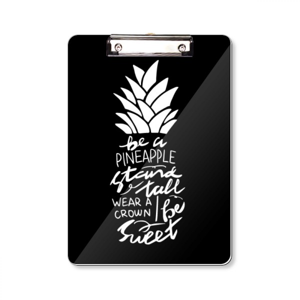 黑色励志菠萝英文名言平头文件夹书写垫板考试a4板夹纸夹子