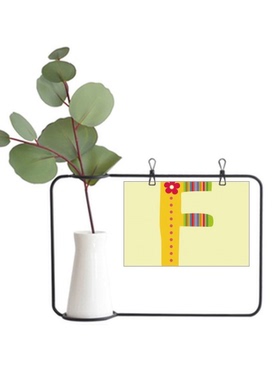 F字母花朵有趣可爱插画图案金属相框陶瓷花瓶装饰假花仿真花创意